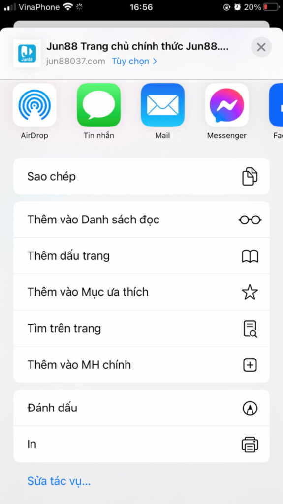 Bấm vào chọn Thêm vào màn hình chính 